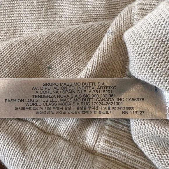 Massimo Dutti SZ 7-8 tall beige cashmere blend crewneck‎ wmini diamond sweater
